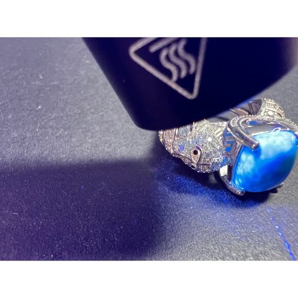 NEW Ceruleite and zircon seahorse ring in sterling silver size 8 - Picture 14 of 16